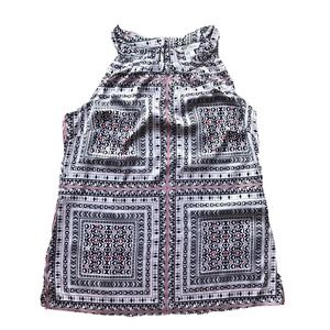 White House Black Market Womens Sz Small Tank Top Geometric Red Accents Career